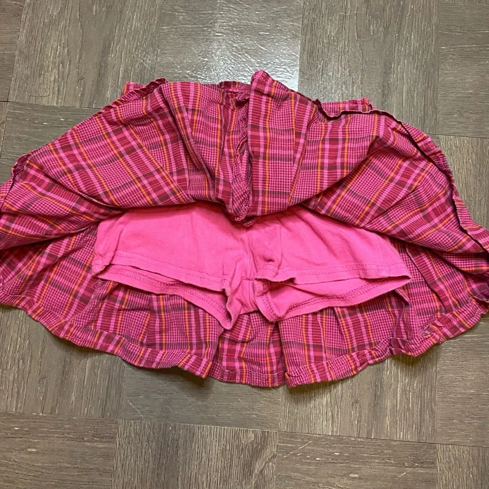 The Children's Place Pink Plaid Pleated Skort Adjustable Waist Girls Size 6